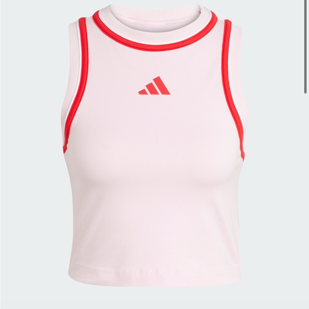 Adidas White and Red Athletic Tank